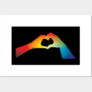 Abstract Rainbow Heart Hands Posters and Art